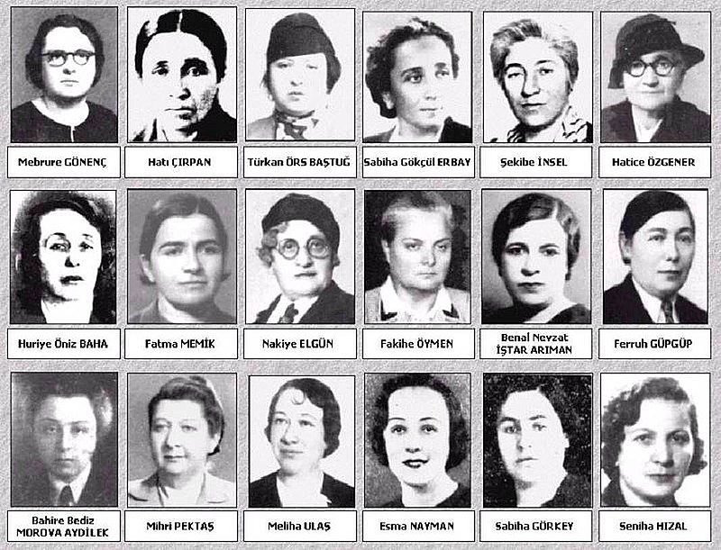 1935 seçimlerinde meclise giren 18 kadın milletvekili.